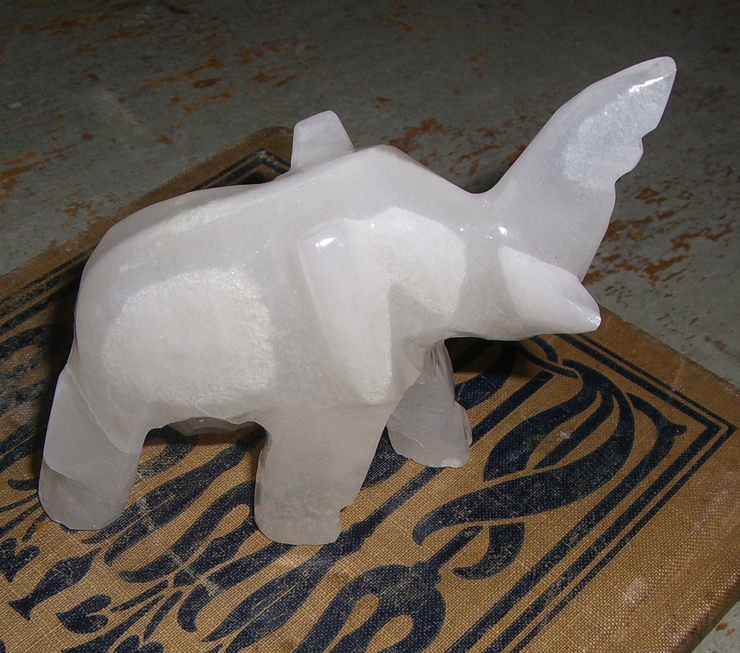 white stone elephant figurine