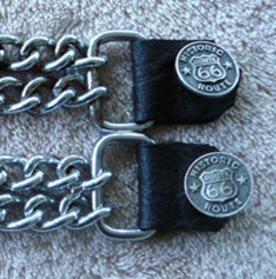 2 Biker Button chain vest extenders Historic Route 66 Buttons