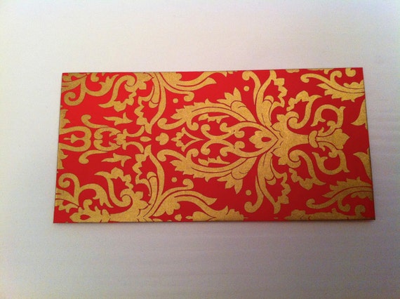 5 red and gold decorative envelopes damask design decorative stationery red envelopes - Decorative Envelopes 5 red and gold decorative envelopes damask design decorative stationery red envelopes - Decorative Envelopes
