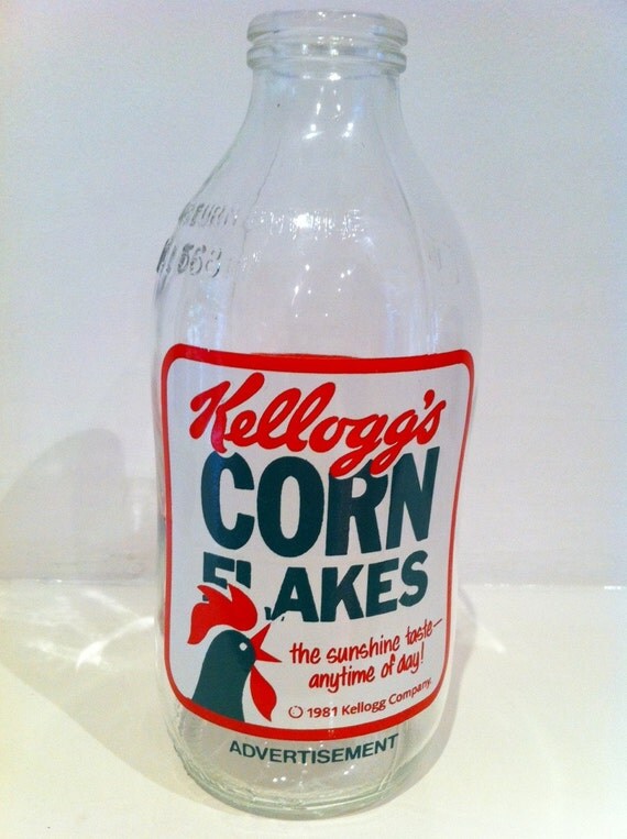Vintage Milk Bottle Advertising Breakfast Cereal Kellogg's
