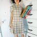 VINTAGE 1960s School Girl Dress - Beige & Brown - Andrea Gayle