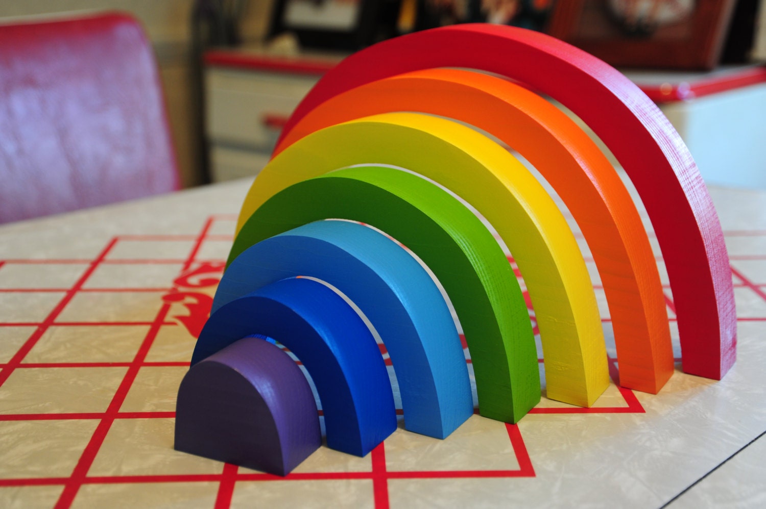 Large Rainbow Stacker Wooden Toy / Waldorf Montessori Puzzle