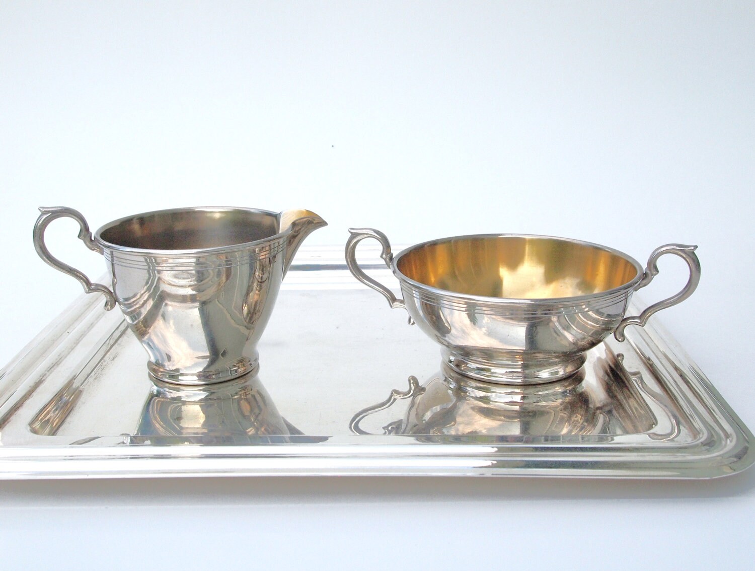 Vintage Silver Plated Sugar Bowl and Creamer Set Manning