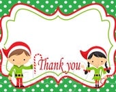 Items similar to DIY Printable Christmas Elf Thank you Card Note Childs ...