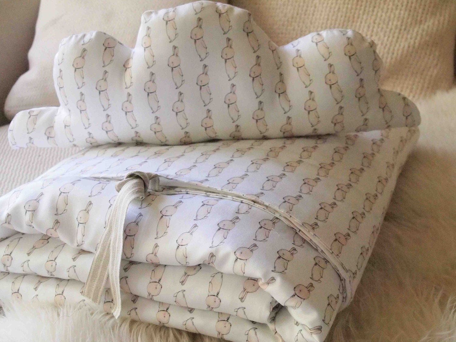 White Rabbit ORGANIC Toddler Bedding sweet bunny print duvet