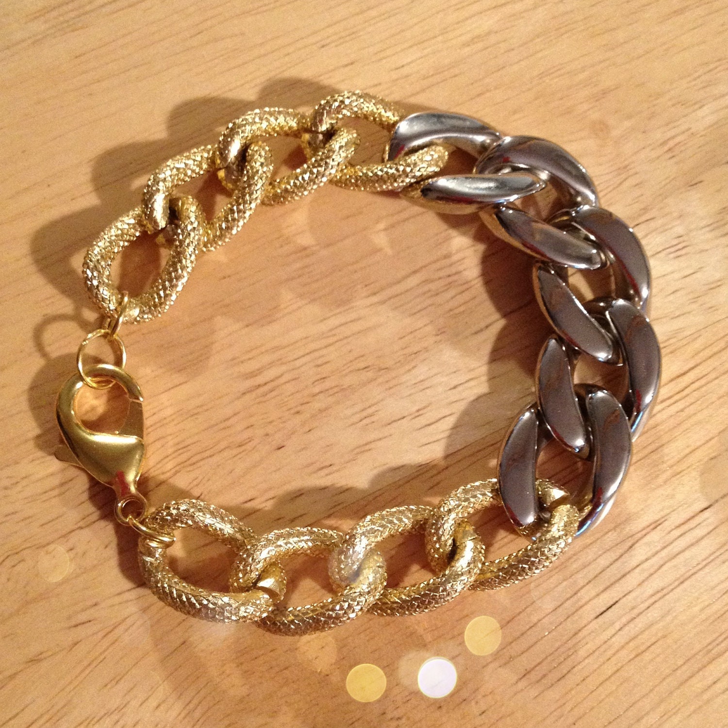 The SYDNEY Bracelet Small Gold Textured Copper by GlamourMeJewels