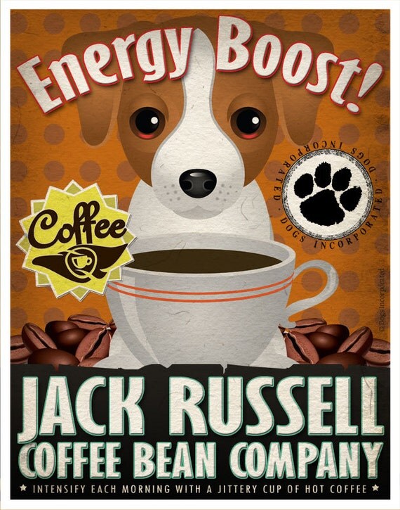Jack Russell Coffee Bean Company Original Art Print Custom