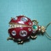 Vintage Jewelry Pendant Large Ladybug Enamel Rhinestone Design
