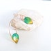 Copper spiraled drop glass leaf earrings