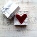 Cherry red primitive heart magnet like a cookie