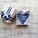 Rustic shabby heart magnet love message I love you bronze navy blue white