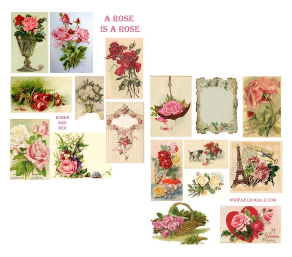 A Rose is a Rose Digital Collage Set