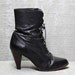 Vtg 80s Black Avant Garde Leather Scallop Boho Granny Boots 10