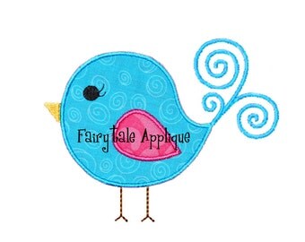 Digital Machine Embroidery Design - Birdie Applique