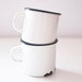 Vintage Enamel Mugs - set of 2 - white - made in Soviet Union