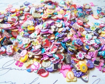 Cute Mixed Polymer Fimo Clay Cane Slices Cut Polymer Clay Cane Nail Art Sticker Nail Art Decoration