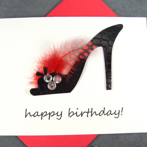 Sexy Black High Heel Shoe Birthday Card for Wife Girlfriend