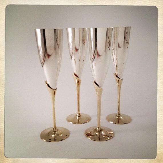 vintage champagne flutes brass and silverplate hollywood