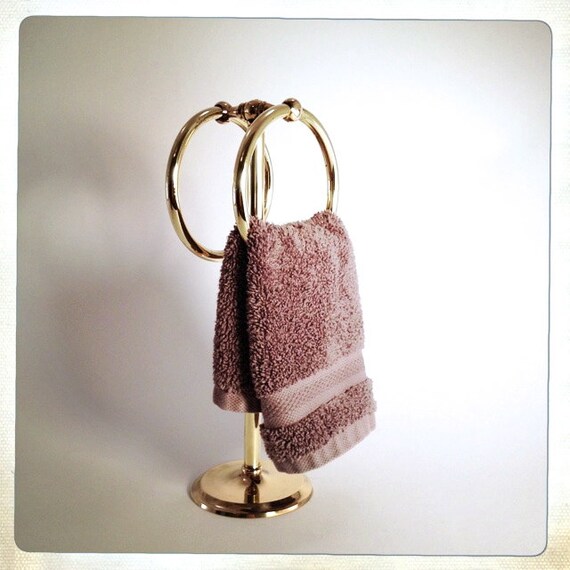 vintage brass towel holder counter guest hand