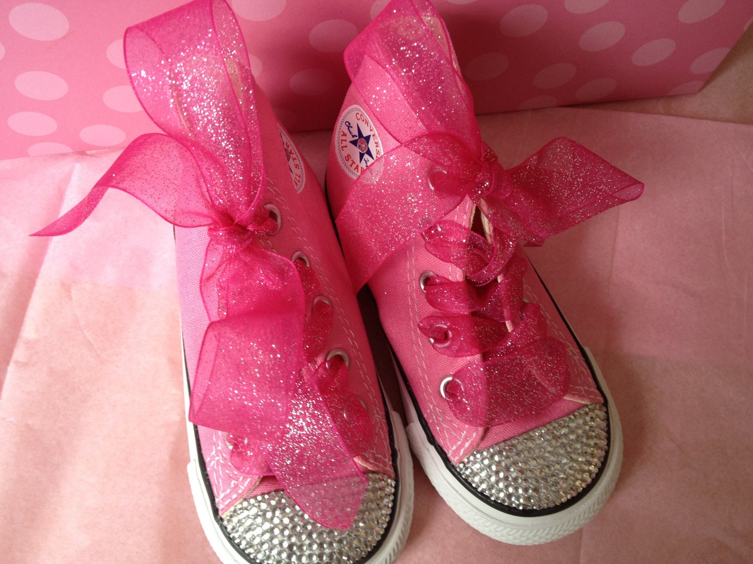 Pink Baby Converse With Bow   Il Fullxfull.378817059 Ea25 