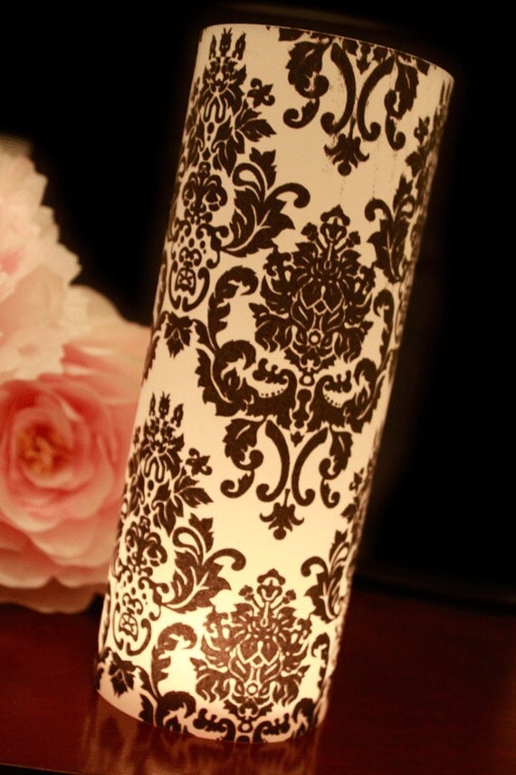 Damask Wedding Decor Black & White Wedding Damask luminary