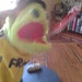 squeaking fly catching frog hand puppet: 80s Freddie squeak toy puppet with flashing tongue
