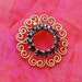 Vintage Brooch - Purple Rhinestones, Gold Intricate Setting - 1950's - Fabulous