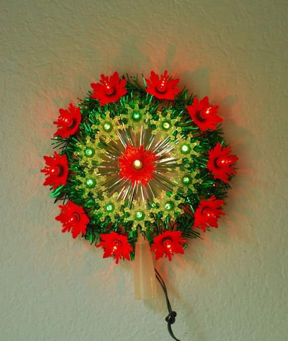 vintage christmas lighted tree topper poinsettia vintage christmas lighted tree topper poinsettia