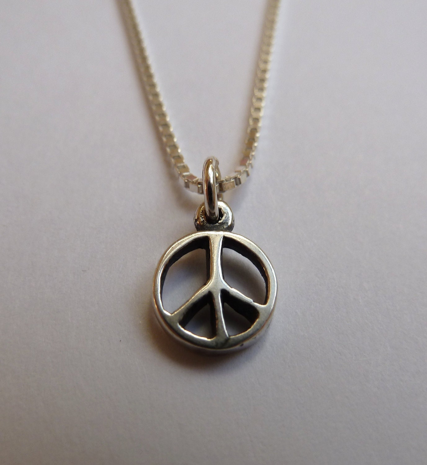 Sterling Silver Peace Sign Necklace