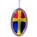 ORNAMENT - Cross-Stained Glass Look - Acrylic - Red - Yellow-Blue-Purple-Lilac Handpainted Home Decor