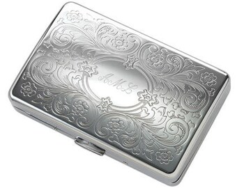 Personalized Long Paisley Double Sided Cigarette Case Custom Engraved