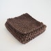hand knit chocolate brown cotton dishcloth and scrubbie set