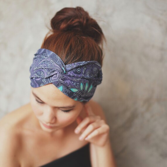 Starry Night Turban Twist Headband Vintage Boho Print By Zizway