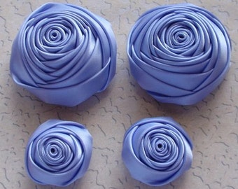 4 Handmade Rolled Roses (2 inches,1-1/4 inch) in Iris MY-060-84 Ready To Ship