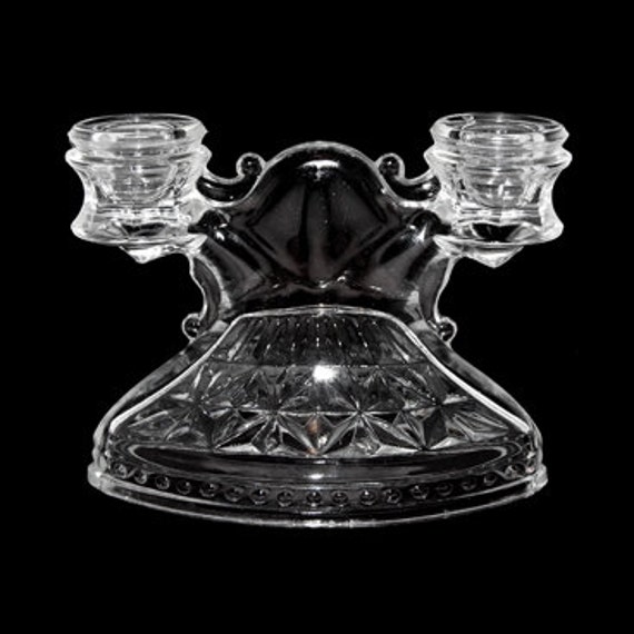 Clear Glass Vintage Double Light Candle Holder