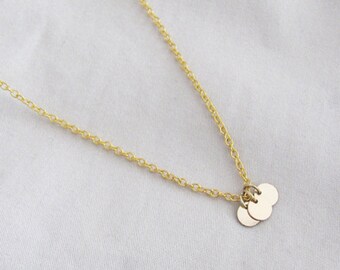 Three Gold Coins Necklace - Simple Necklace -14k Gold Filled Coins Necklace - Dainty Necklace - Thin Necklace - Bridesmaid Necklace