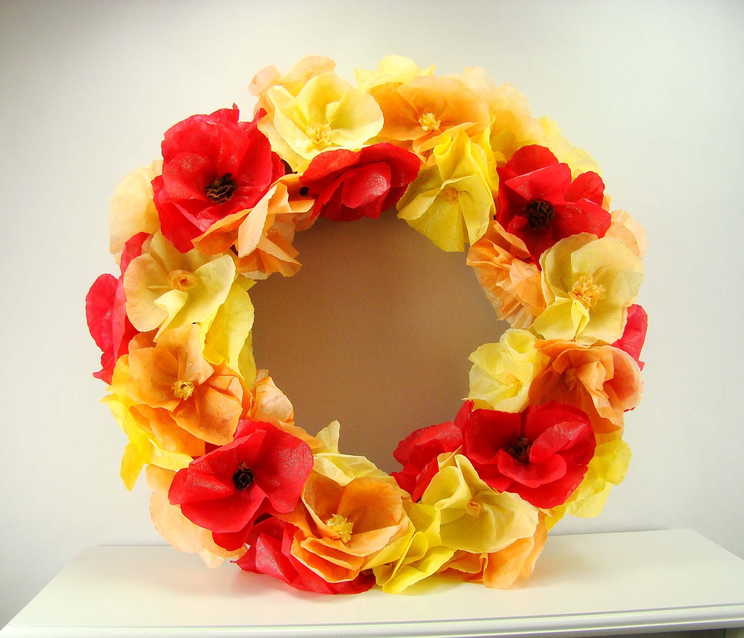 18 Inch Coffee Filter Poppy Wreath