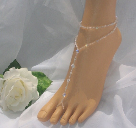 Crystal Bridal Barefoot Sandal  Anklet Set Wedding Foot Jewelry