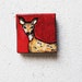 Black Friday Etsy Art Sale 10% Cyber Monday Red Deer Painting. Original Oil Painting. Tiny. 2x2. Small. christmas Decor. Red. Rustic.