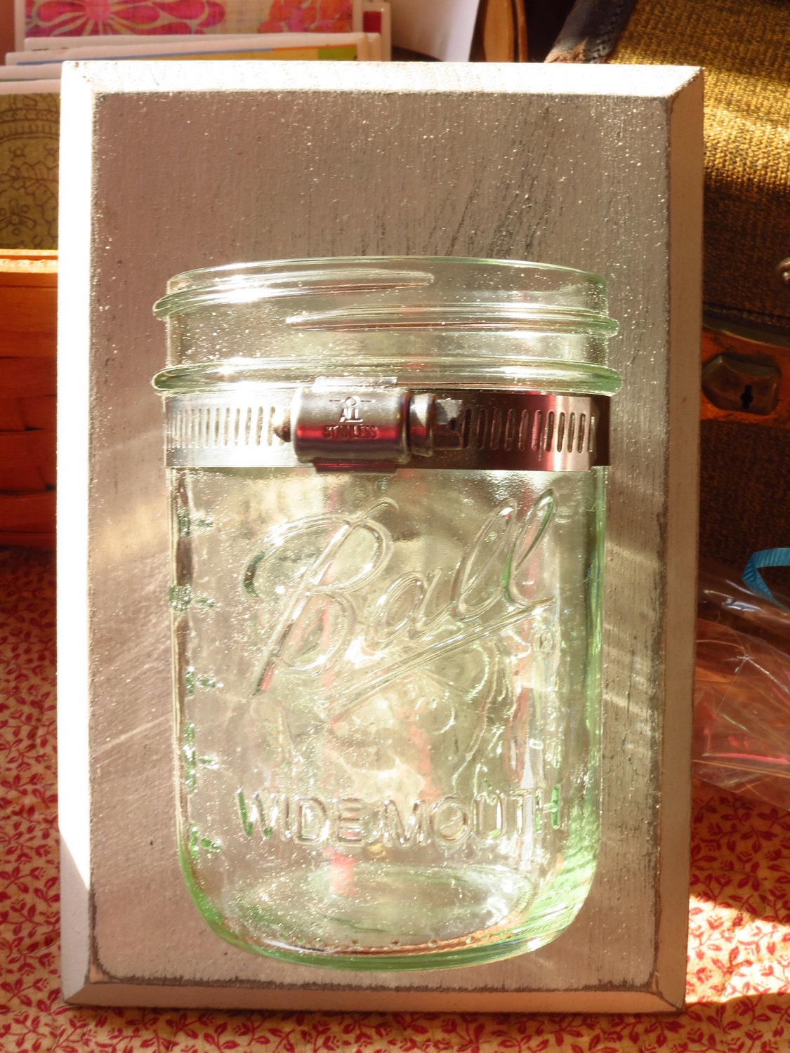 Reclaimed Single Mason Jar Wall Shelf