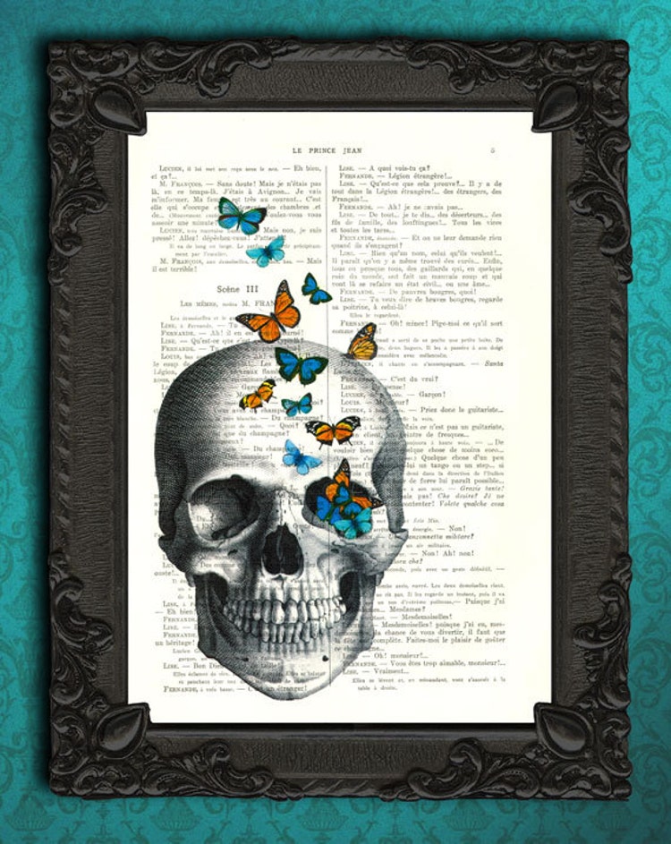 Skull Art Print Skull Poster Skull Artwork Skull By MadameMemento