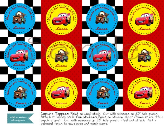 DIY Printable Disney Cars cupcake toppers