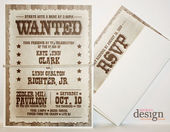 Items similar to Western Wanted Wedding Invitations on Etsy