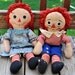 Set Vintage Knickerbocker Raggedy Ann and Andy Dolls era 1930's - 1940's