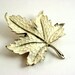 Wintery Maple (large, big white silver tone enamel maple leaf brooch, vintage retro)
