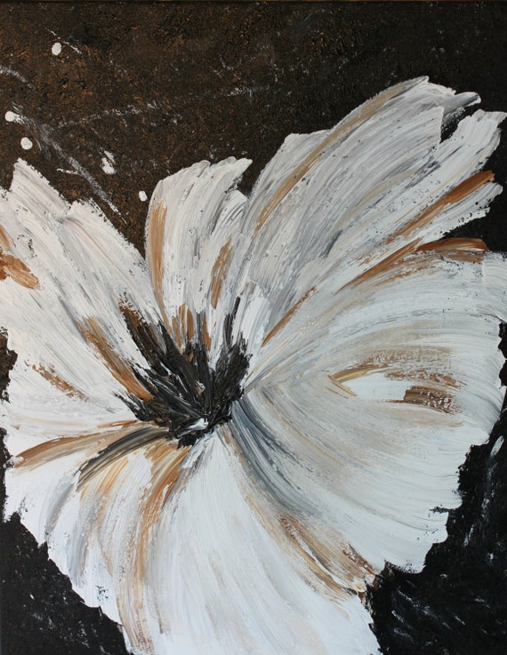 Items similar to Original Art, Acrylic Painting, Abstract Flower, Heavy