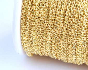 Gold Chain, Cable Chain, 2 mm x 1.5 mm links - 16 feet (G215-001)