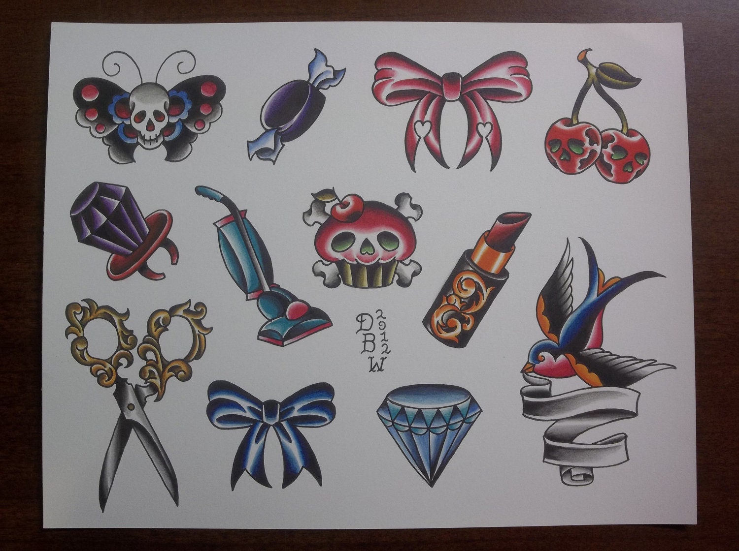 One for the ladies: Traditional Tattoo Flash Sheet