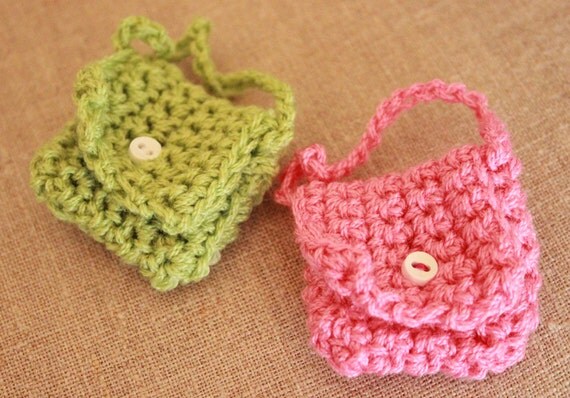 Items similar to Crocheted Miniature Key Chain Purse on Etsy
