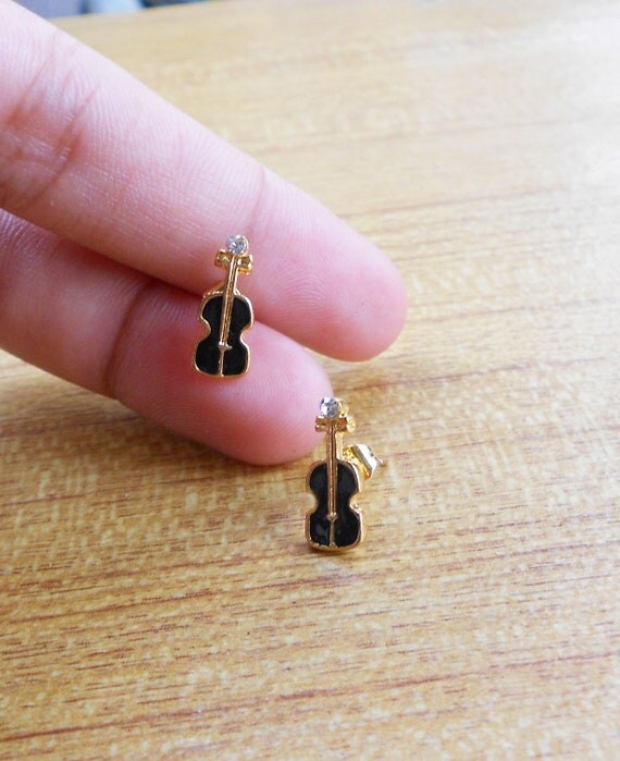 Black Cello Earrings. cute for lady.